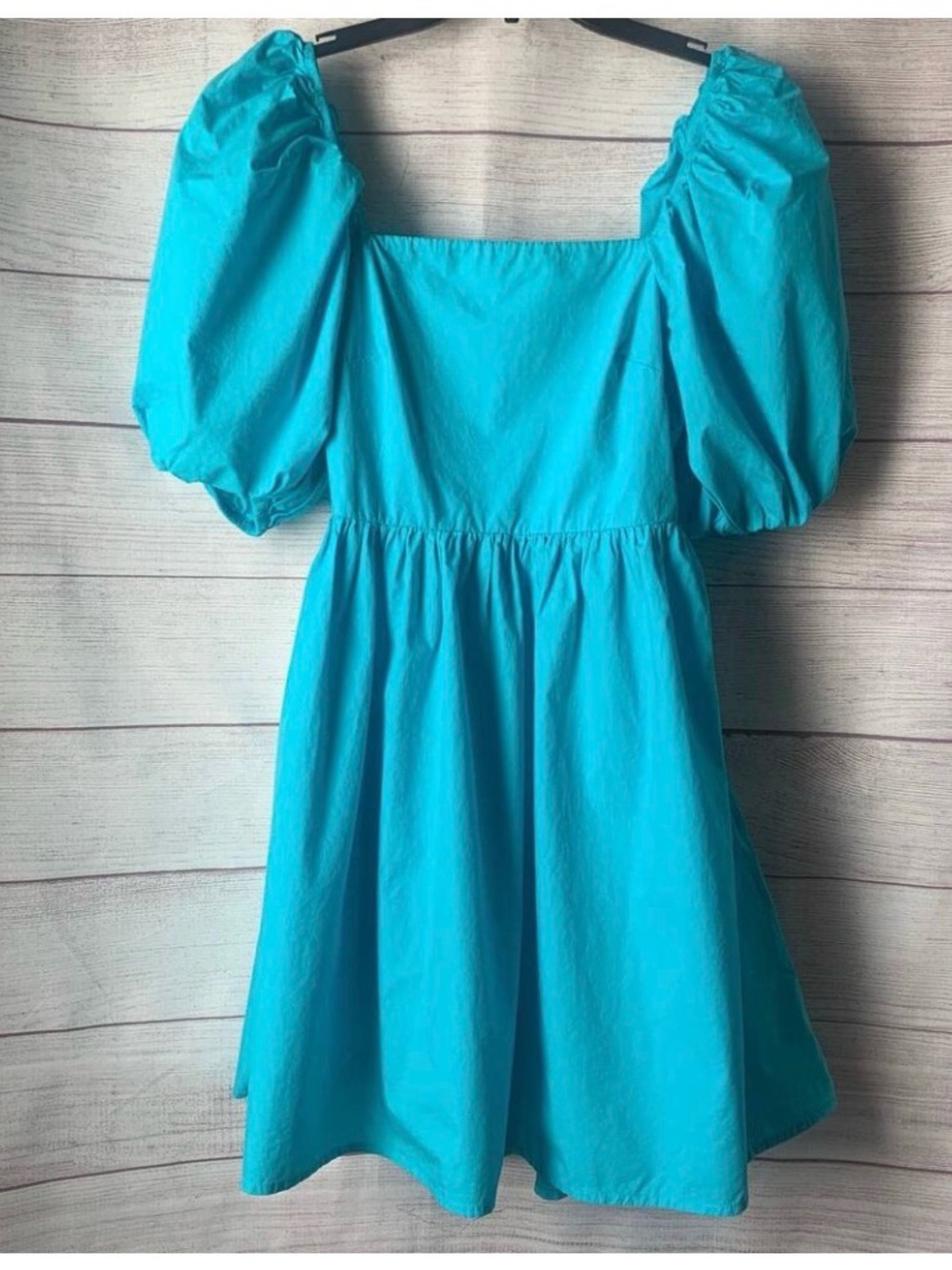a new day Turquoise Puff Sleeve Mini Babydoll Dress